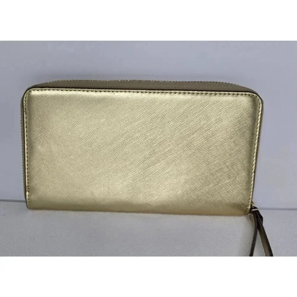 Kate Spade New York Talk Is Chic WALLET Gold Saffiano Wristlet Wallet